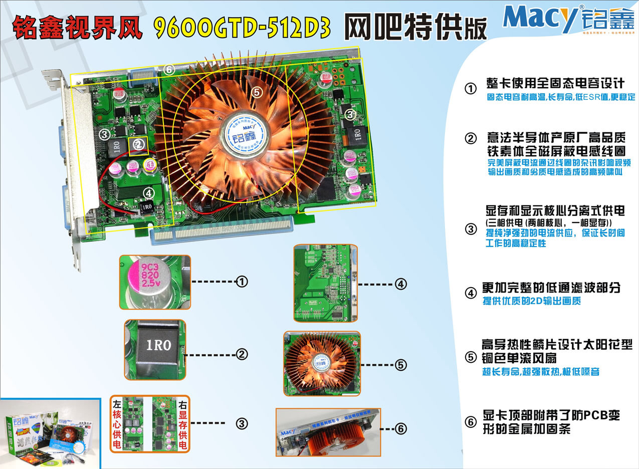 铭鑫网睿版 9600GTD-512D3 网睿版（原：网吧特供版）