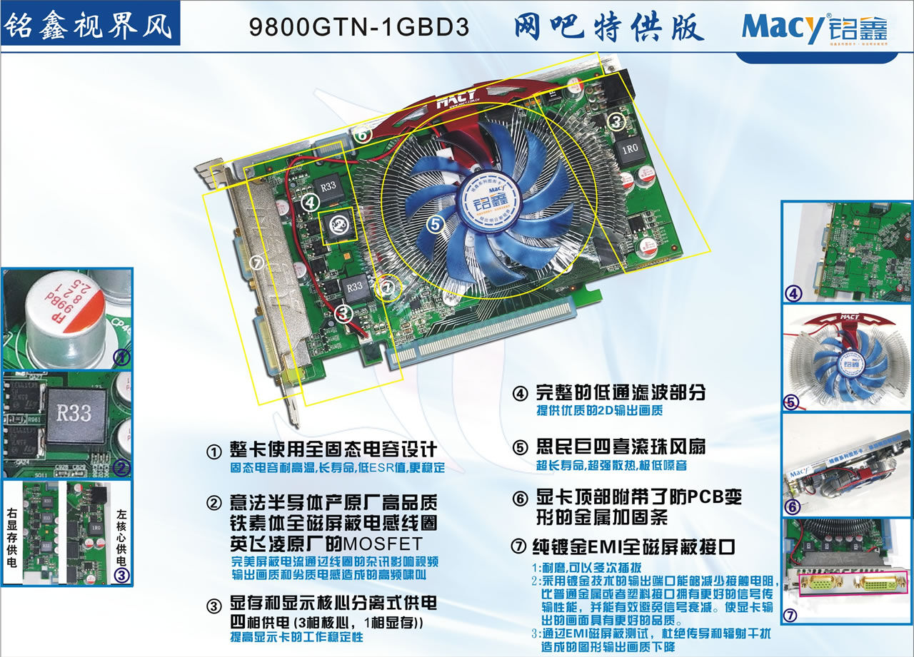 铭鑫网睿版 9800GTN-1GBD3TC-nb 网睿版（原：网吧特供版）