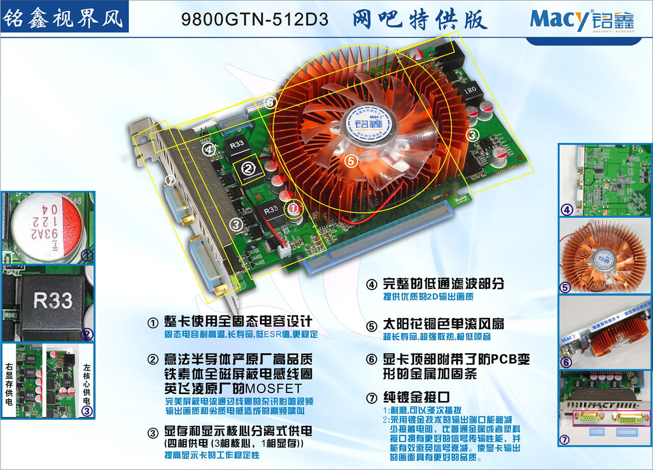 铭鑫网睿版 9800GTN-512D3 网睿版（原：网吧特供版）